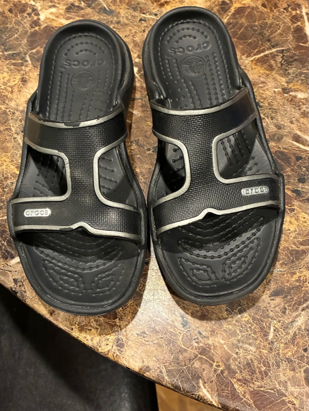 Woman’s black/ grey/ silver CROC Sandals